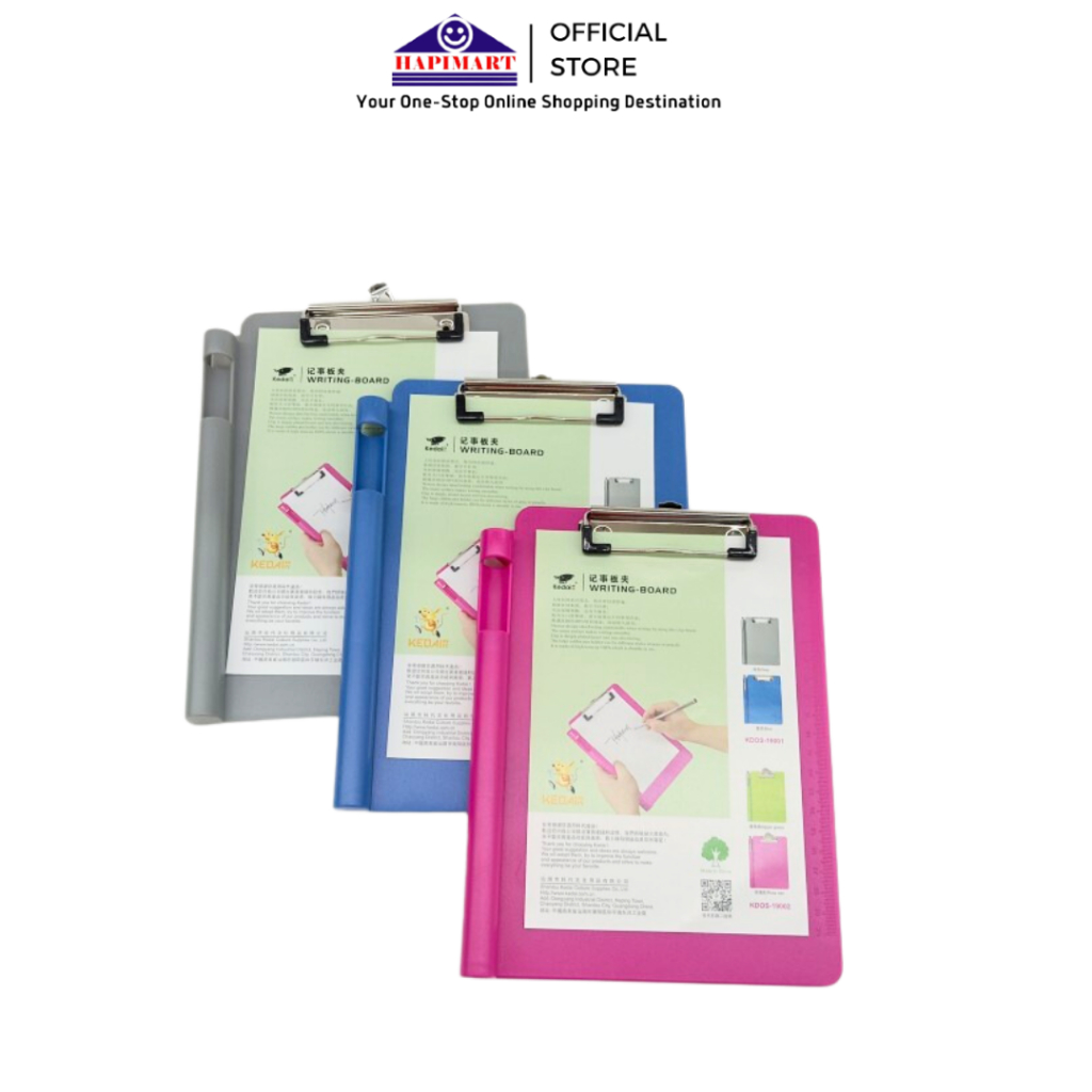 

Clipboard Papan Ujian Writing Pad Clip Klip Notepad + Tempat Pulpen - Papan Pink