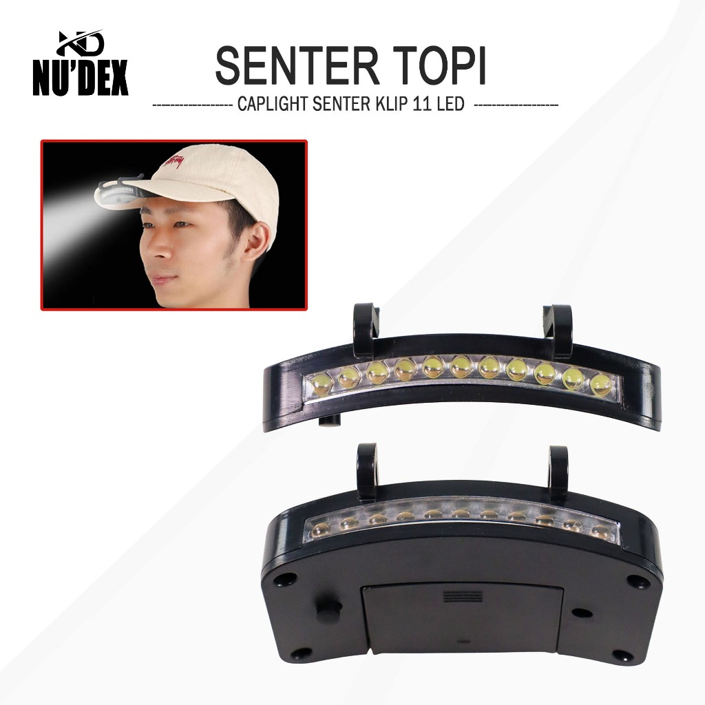 senter klip topi led m1801 headlamp lampu senter outdoor 11 led baterai A3 senter clip topi taffled