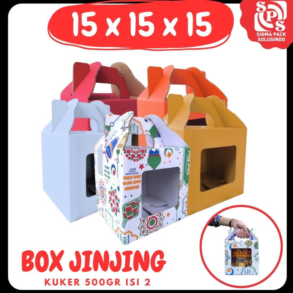 

Box kuker 15x15x15 Jinjing (KUKER TOPLES JAR 500gr Isi 2) Kardus Kue Kering / Idul Fitri /Hampers / Lebaran / Gable Box Polos/Motif