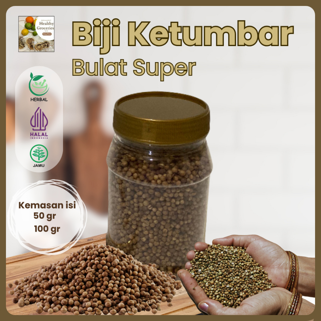 

Biji Ketumbar Bulat Super Tanpa Pemutih / Ketumbar Utuh Corriander Alami Asli Original 50gr 100 gr