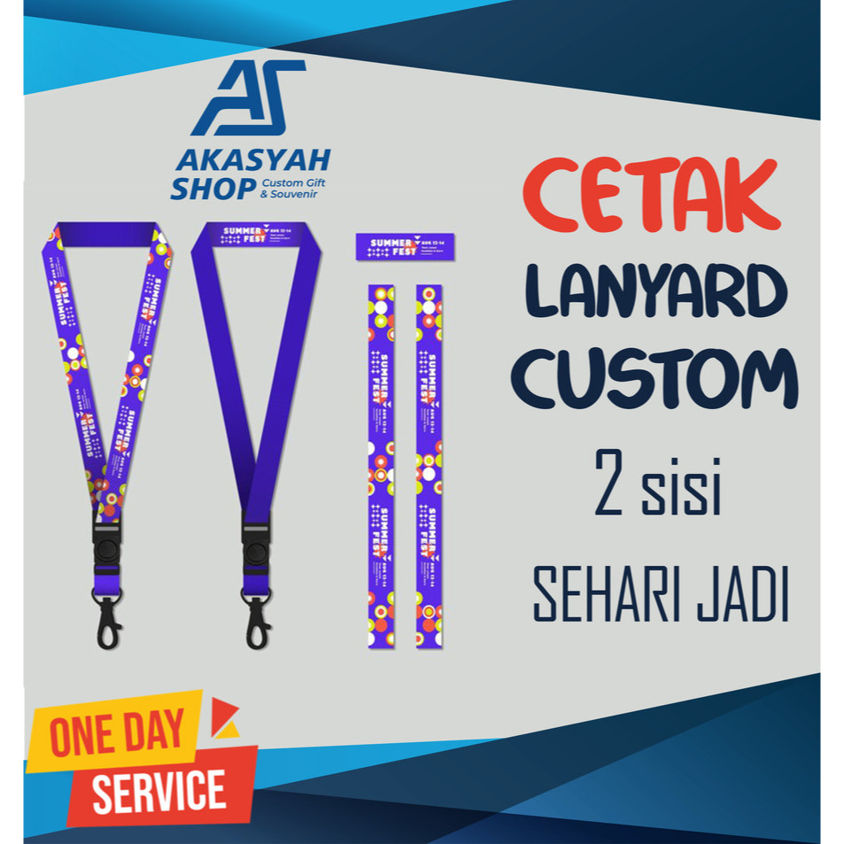 

Tali Lanyard ID Card Custom Desain Print 2 SISI Sehari Jadi Murah