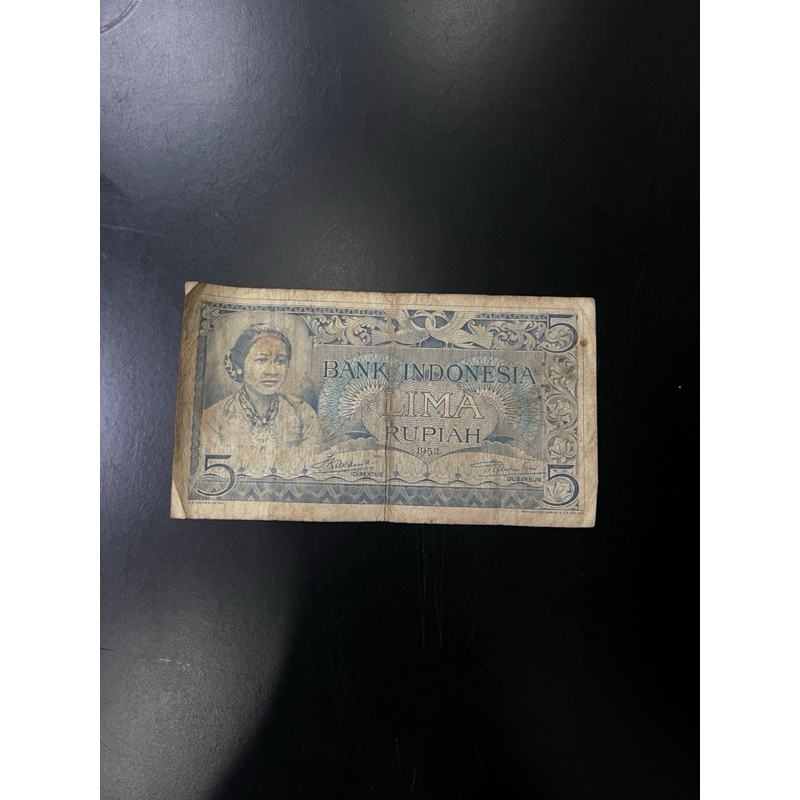 Uang kertas kuno asli Indonesia 5 rupiah (lima rupiah) 1952