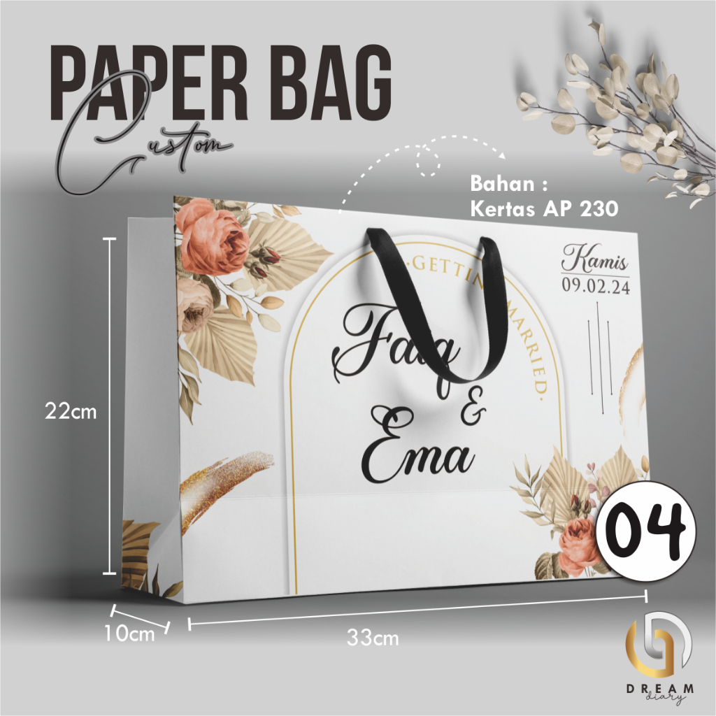 PAPER BAG CUSTOM - PAPER BAG BRIDESMAID WEDDING