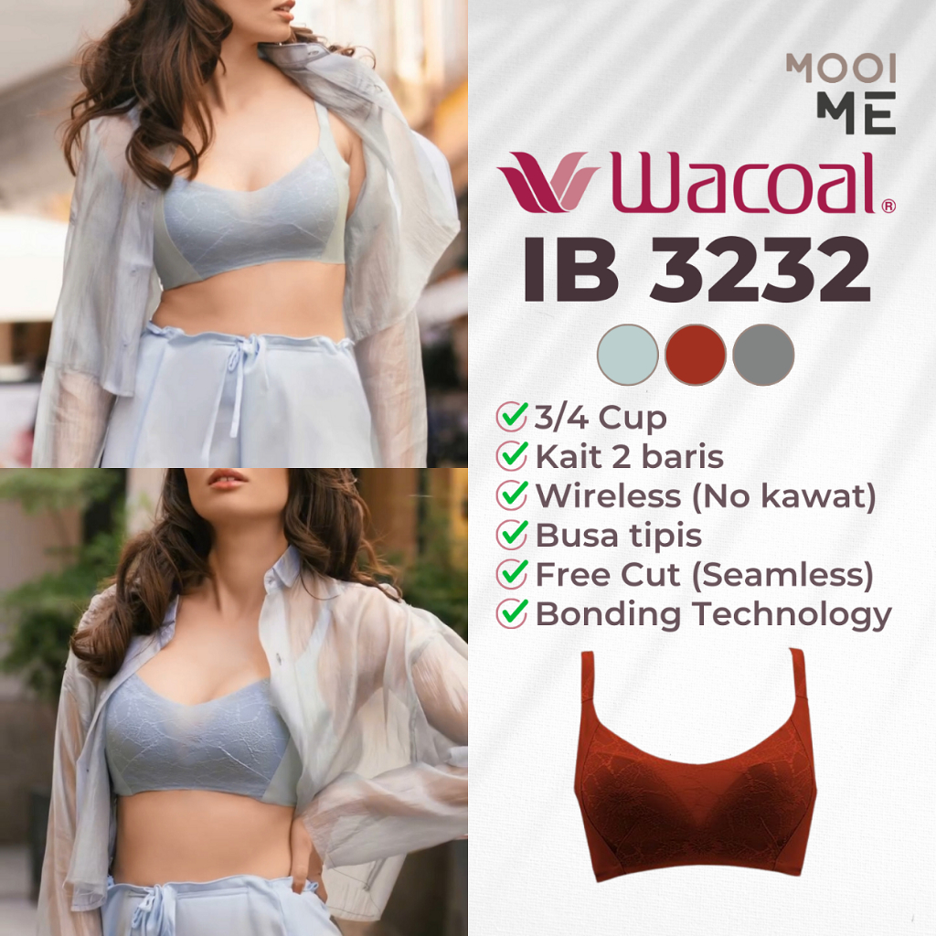 Wacoal Hemera IB 3232 Bra 3/4 Cup Wireless (Tanpa Kawat) Busa Tipis