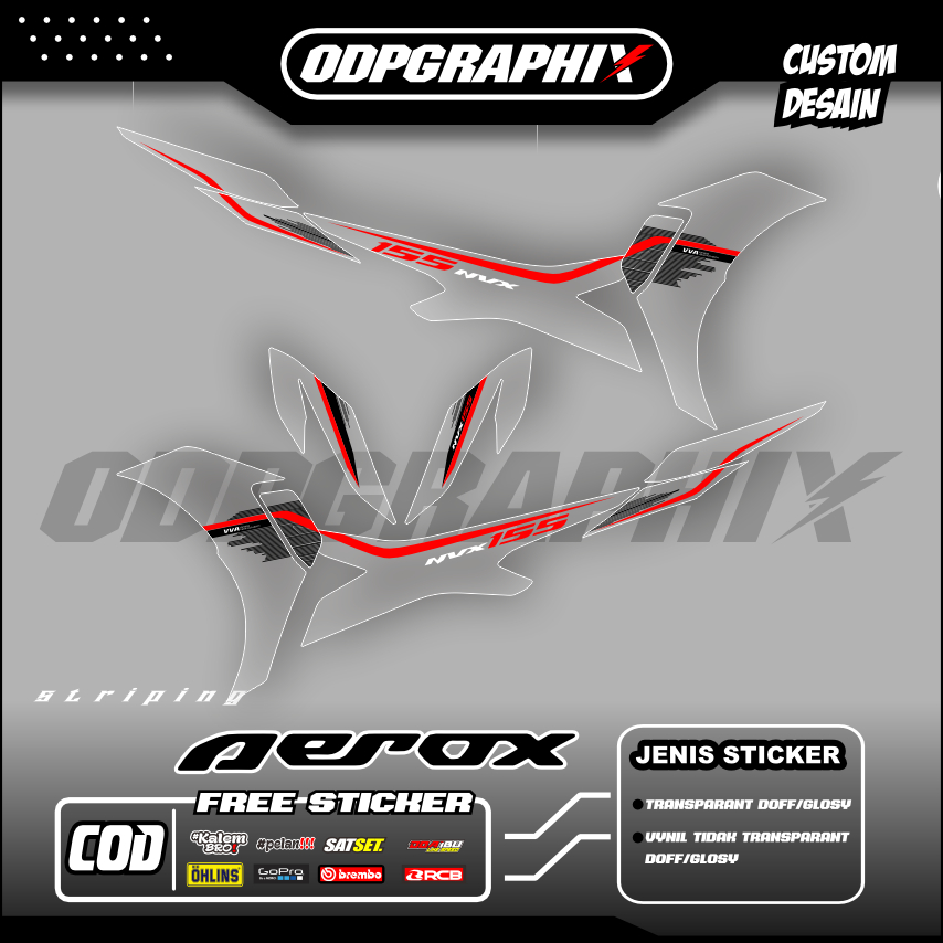 STIKER STRIPING TRANSPARAN AEROX NEW 155 FACELIFT LIS STICKER UV SEMI FULL VARIASI DESAIN RACING MOD