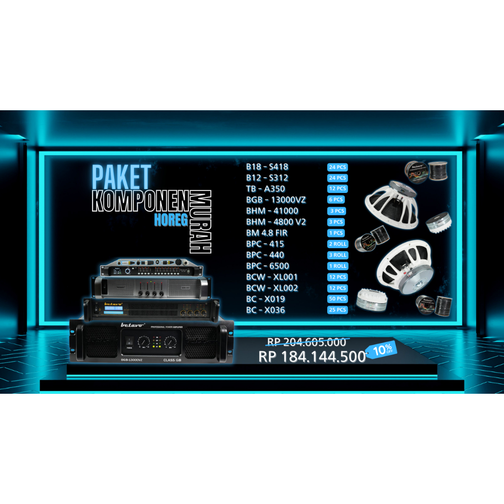 Paket Komponen Horeg Murah Full Betavo | 18 & 12 Inch + Tweeter | Karnavalan | Hajatan