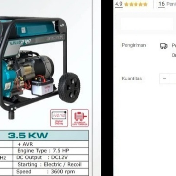 

Generator Yamamax Pro 5500 4 Tak Rubicon Genset 5500 3500 Watt Bensin