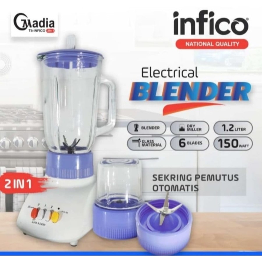 Infico T8B blender kaca 2 in 1