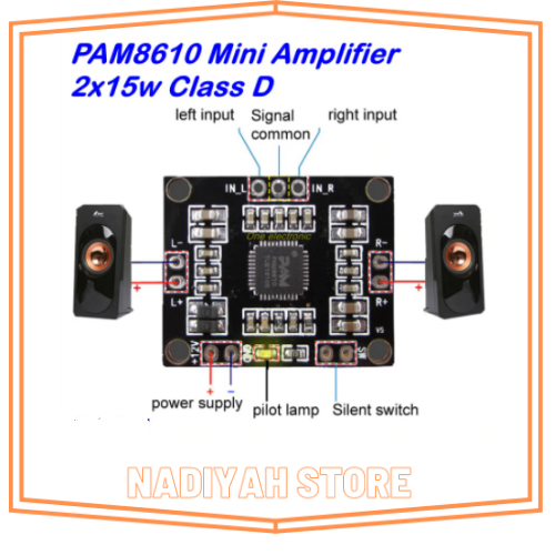 KIT PAM8610 POWER MINI CLASS D 2X15W KIT PAM 8610 POWER CLASS D STEREO ORIGINAL