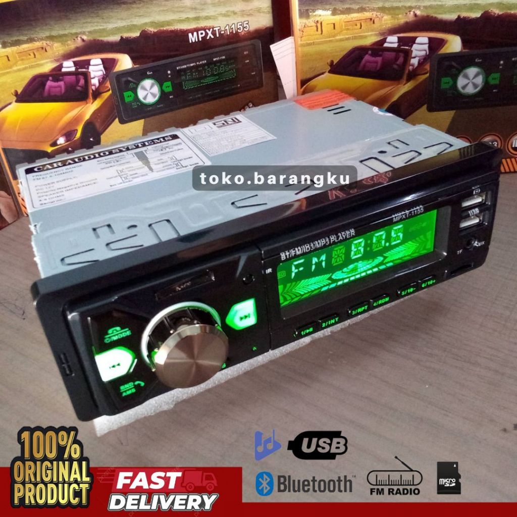BODY PANJANG Single Din kicx mpxt-1155 MP3 Bluetooth 2 USB BT Head Unit Player Tape Mobil High Power