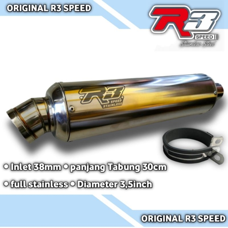 silincer knalpot original R3 speed inlet 38 mm