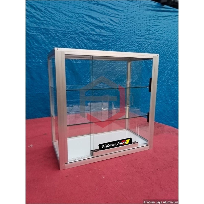 etalase frem kecil aluminium etalase sembako dan rokok uk T50xL25xP50