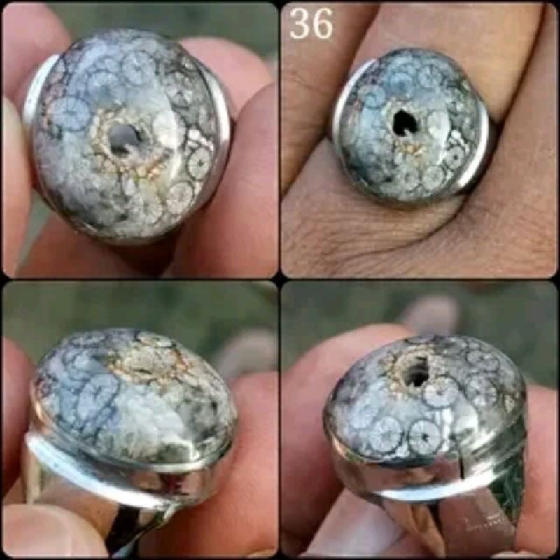 Natural Teratai Hitam Combong Asli Alam - Fossilized Polip Coral With Nature Sacred Hole - NTD