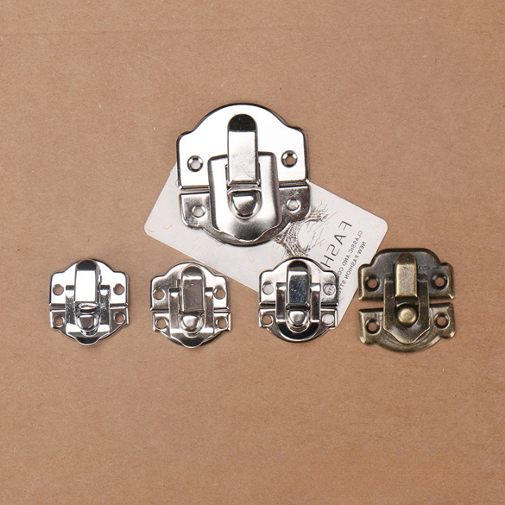 [BESAR 43X48MM KUNCI KLIP] Kunci Pengait Box Perhiasan, Kunci Box Pengait Kotak Tipis Antik Gold Chr