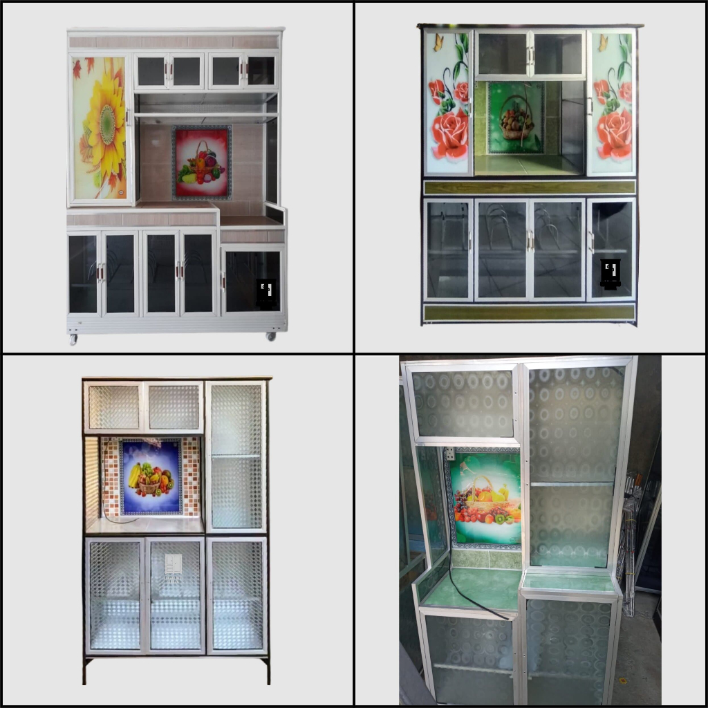 LEMARI RAK PIRING DAPUR ALUMINIUM  2 PINTU / RAK 3 PINTU / 4 PINTU / 5 PINTU