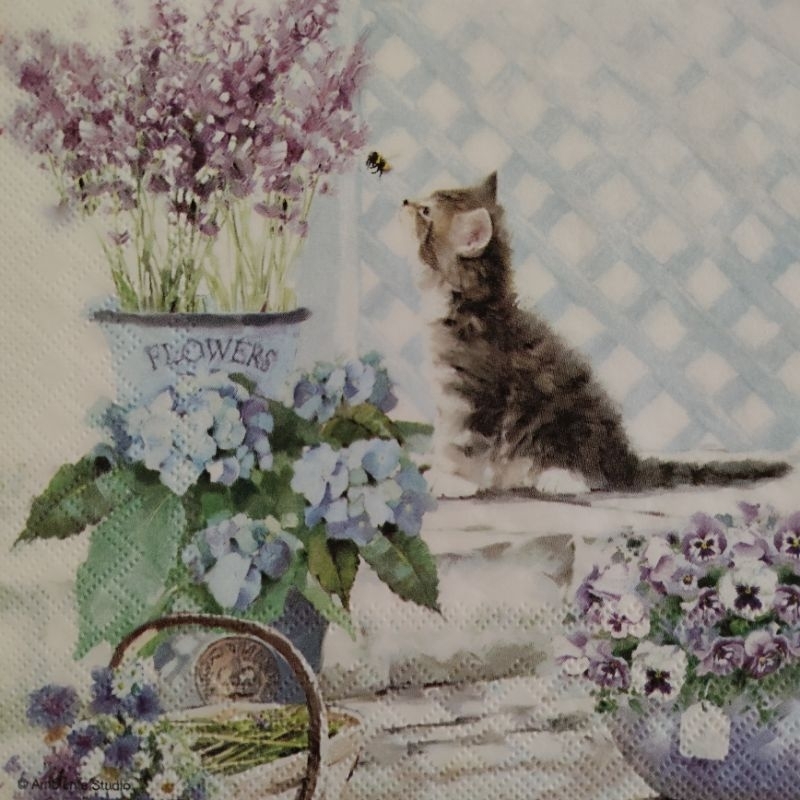 

TISSU DECOUPAGE KUCING FLOWERS