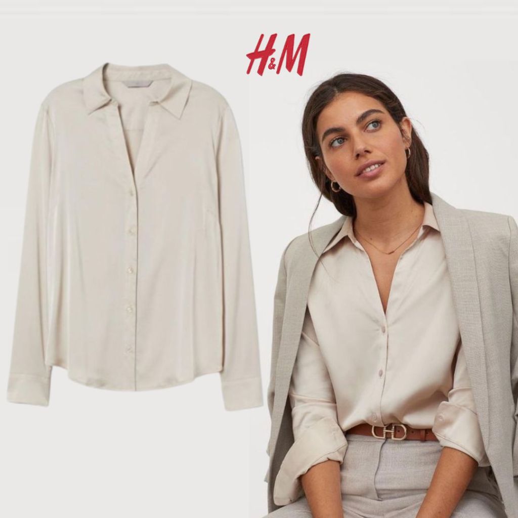 HnM Polyester Silky Satin Blouse Shirt Kemeja HM