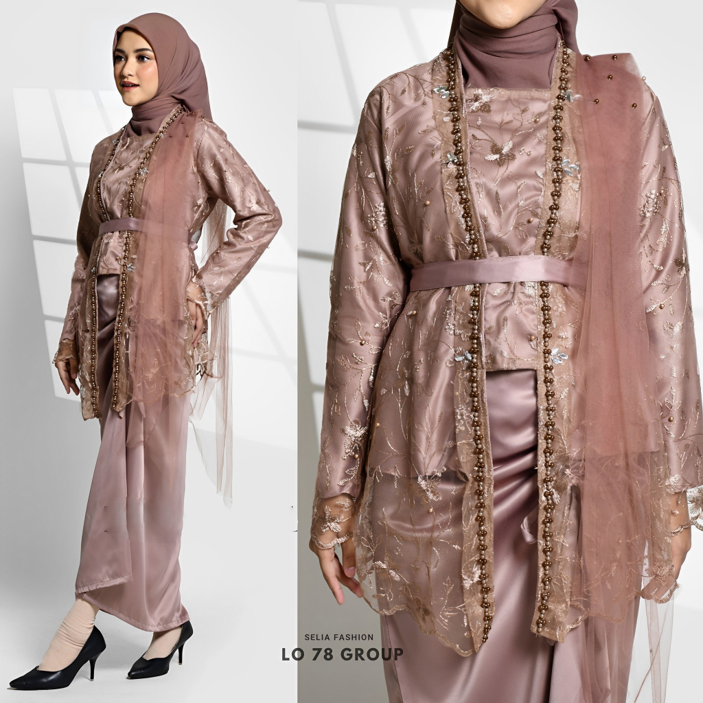 SUHITA SET KEBAYA SATIN MODERN KEBAYA KUTU BARU SETELAN WANITA KEBAYA BRUKAT PREMIUM SUHITA DRESS SA