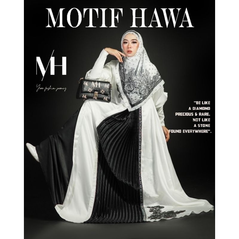 MH Katrna Black n White Syari Premium Motif Hawa