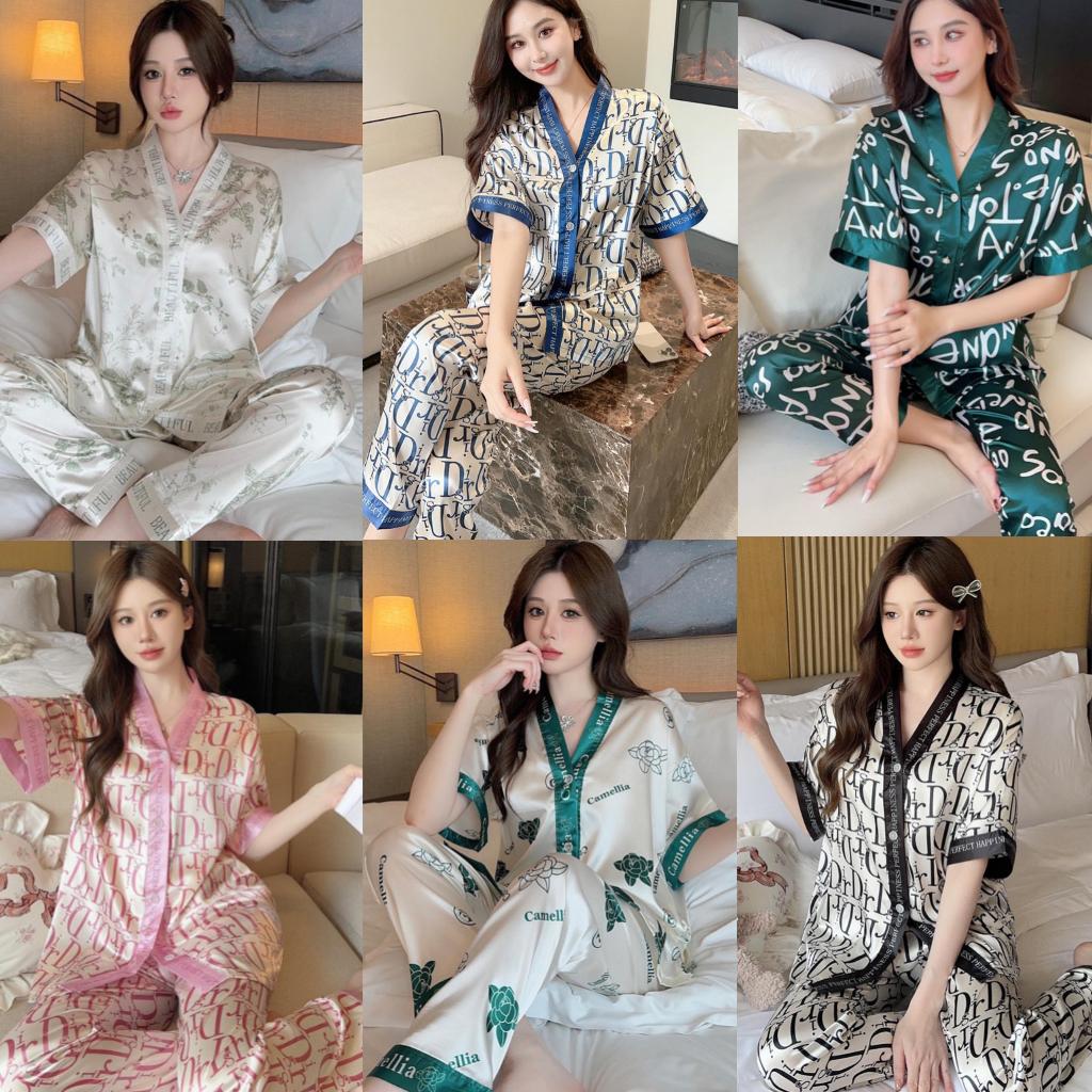 Baju Tidur piyama pajamas wanita / Dewasa celana panjang / Baju tidur satin premium F