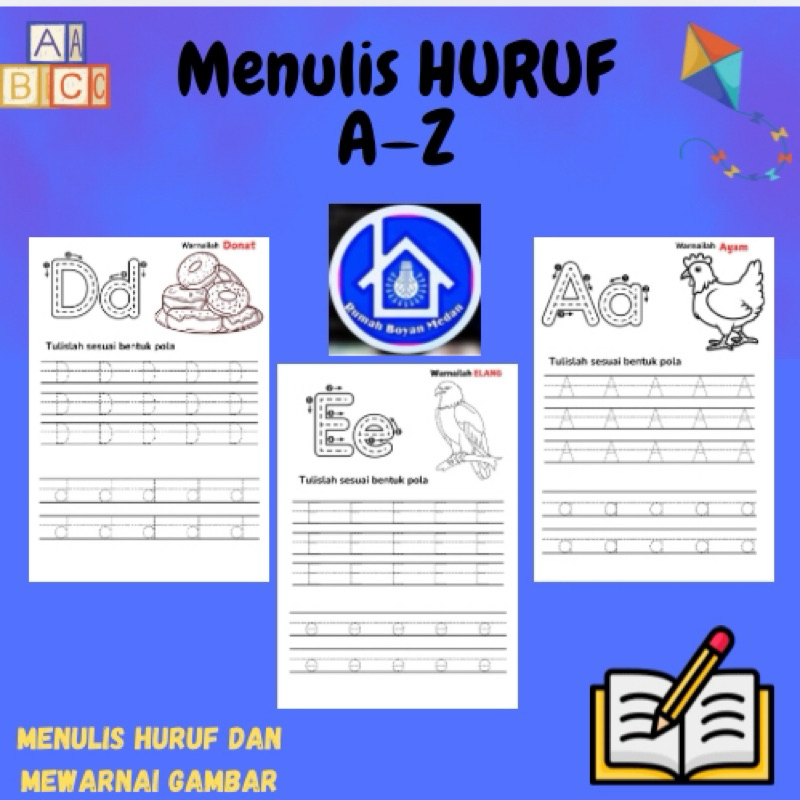 

Menulis Huruf A sampai Z - lembar belajar menulis abjad - tracing huruf - Worksheet huruf