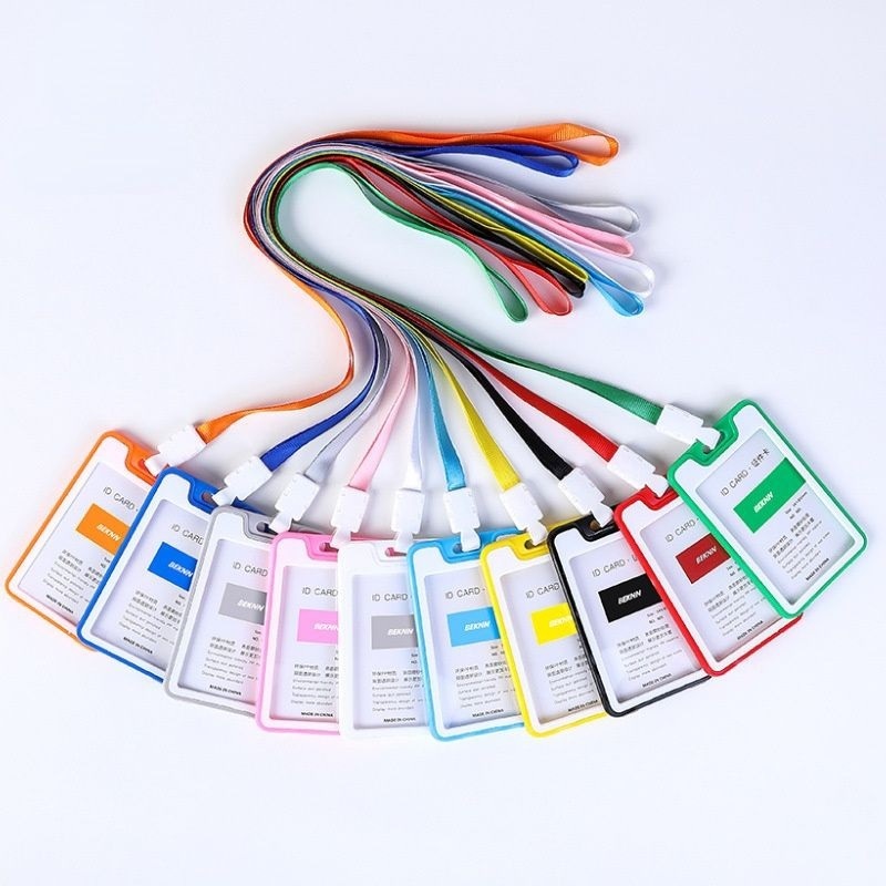 

BEKNN wadah id card isi 2 kartu card holder plastik anti pecah casing kartu idcard 1 set dengan tali