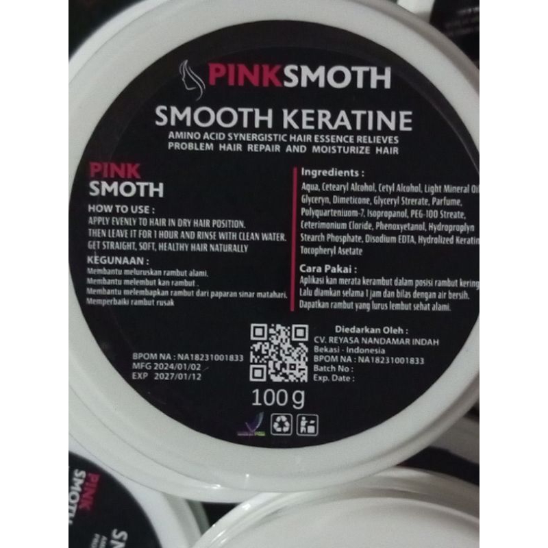 PINK SMOOTH KERATINE( pelurus rambut)100G