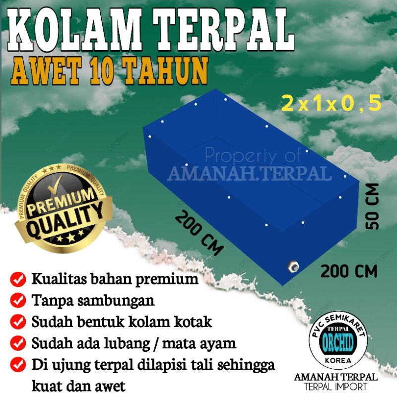 Terpal Kolam Terpal Ikan Kotak Orchid Semikaret 200x100x50 / 100x200x50 / 2x1x0,5 / 1x2x0,5 Kolam Te