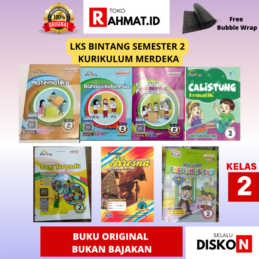 LKS BINTANG KELAS 2 SEMESTER 2 MATEMATIKA BAHASA INDONESIA SENI TERPADU MUSIK RUPA  KRESNA PIWULANG 