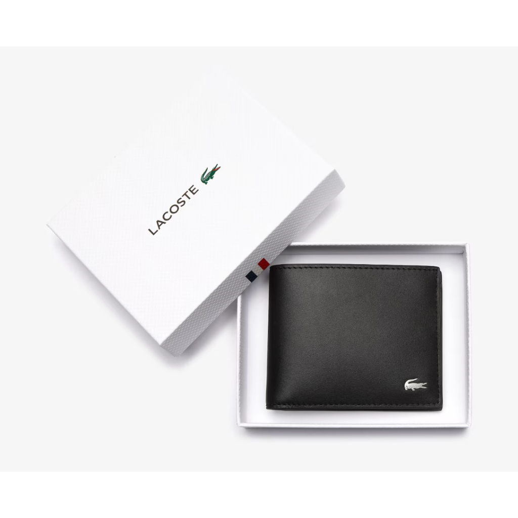 Dompet Pria Lacoste Men's Leather Six Card Wallet Black 100% Original Resmi