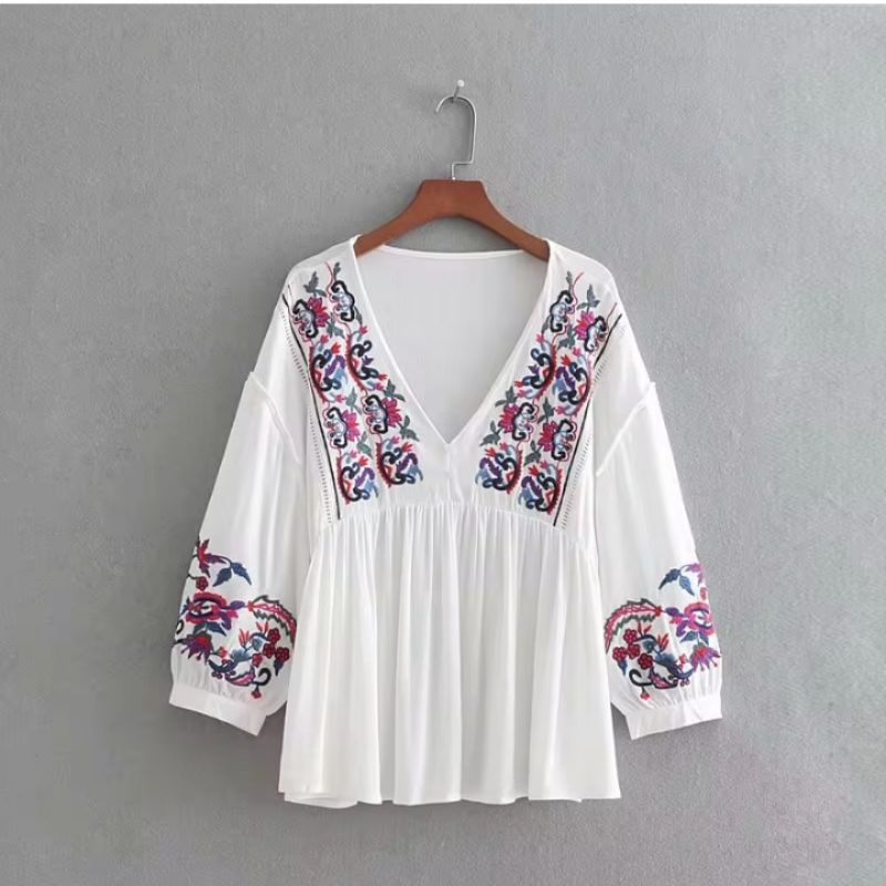 Blouse zara / atasan zara / preloved blouse zara bordir / preloved blouse zara bordir / zara embroid