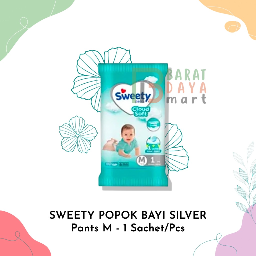 Sweety Popok Bayi Silver Pants M - 1 Sachet/Pcs