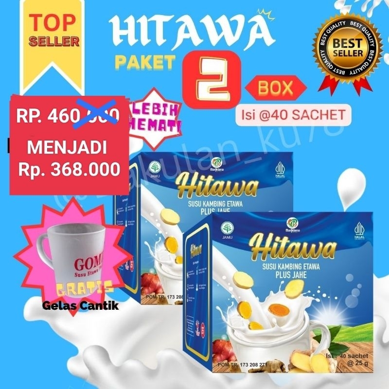 

(GRATIS GELAS) PAKET HITAWA 2 BOX SACHET SUSU KAMBING ETAWA MENGATASI NYERI TULANG