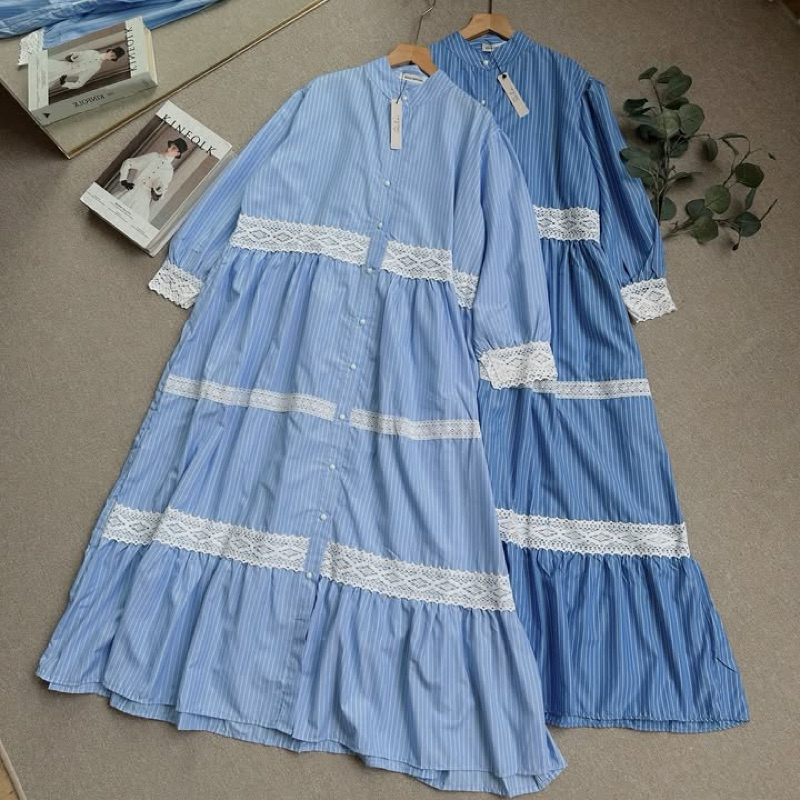 Basic stripe dress by Oclo | Dress katun mix brukat