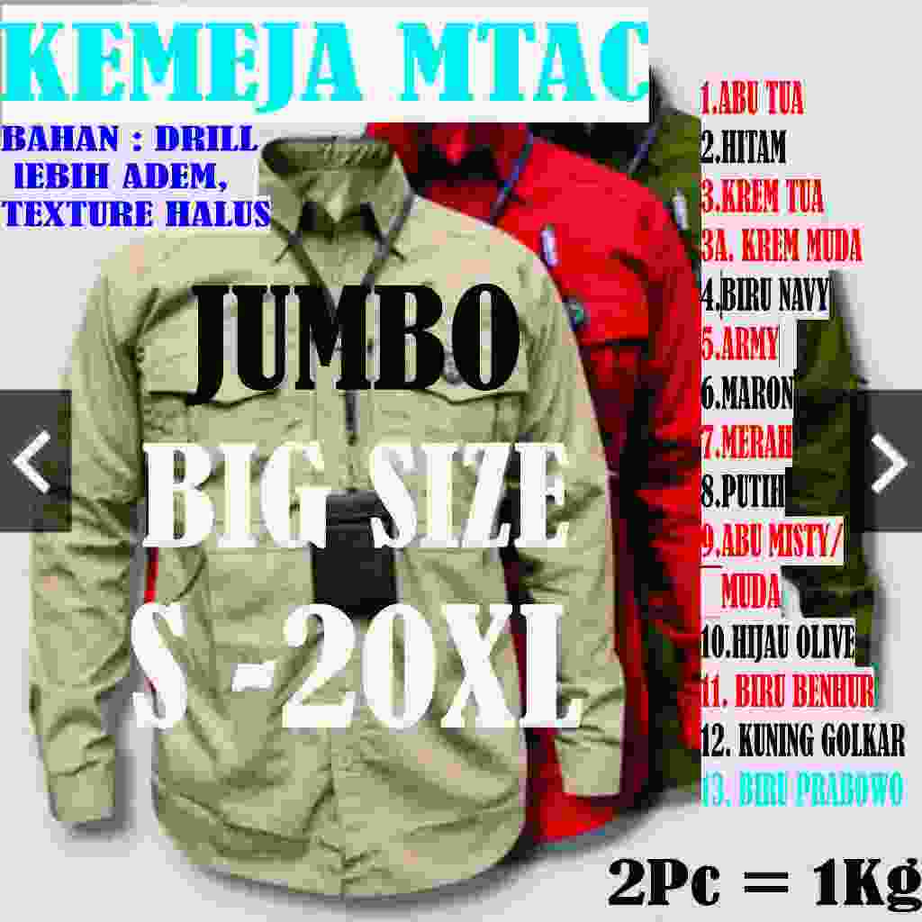 Kemeja Baju Tactical Taktikal MTAC M-TAC M TAC Tangan Lengan Panjang Kerja Big Size Jumbo