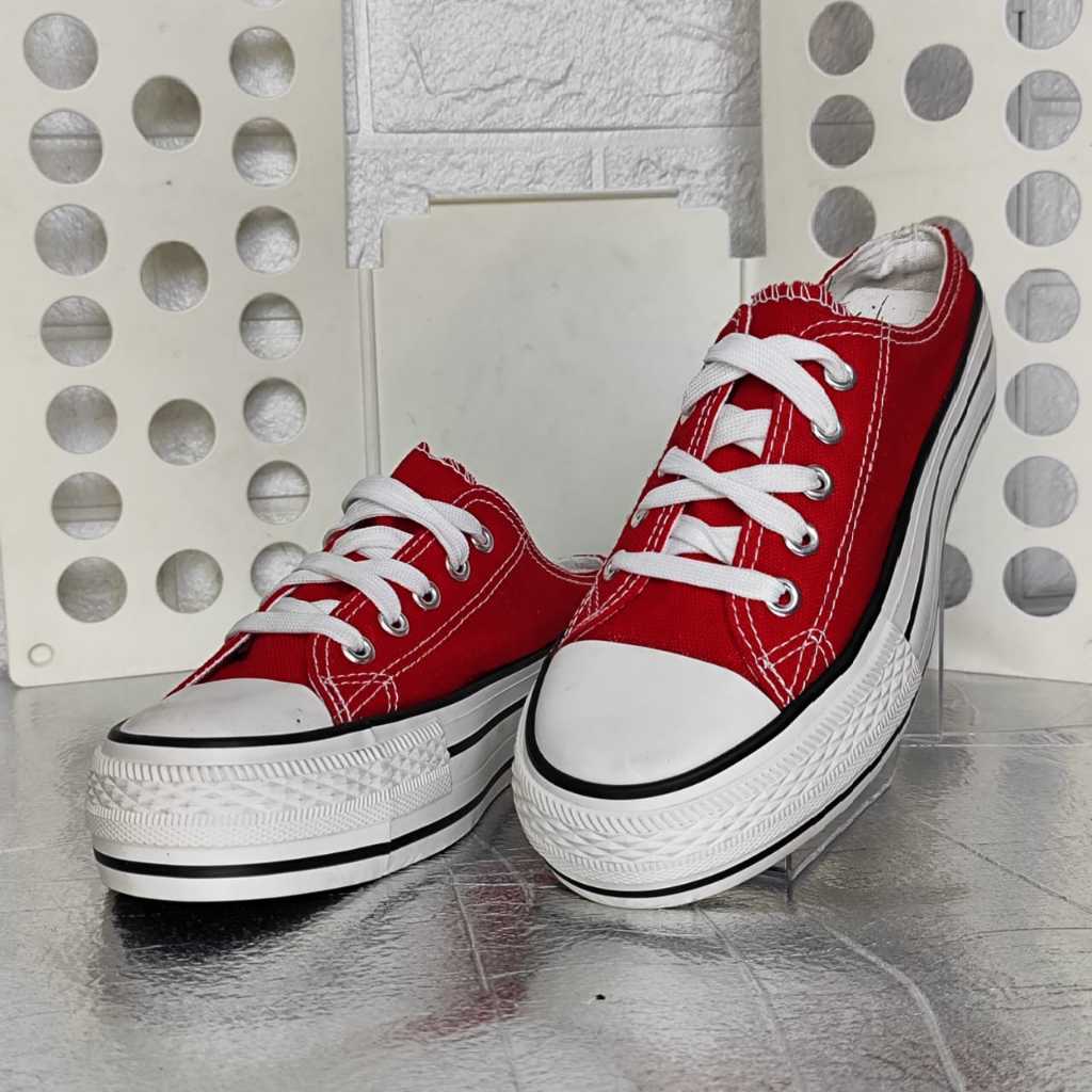 SEPATU SLIP ON CANVAS MERAH RED SOL KARET CONVERSE ALL STAR UNISEX PRIA WANITA CEWEK COWOK SLOP SELO