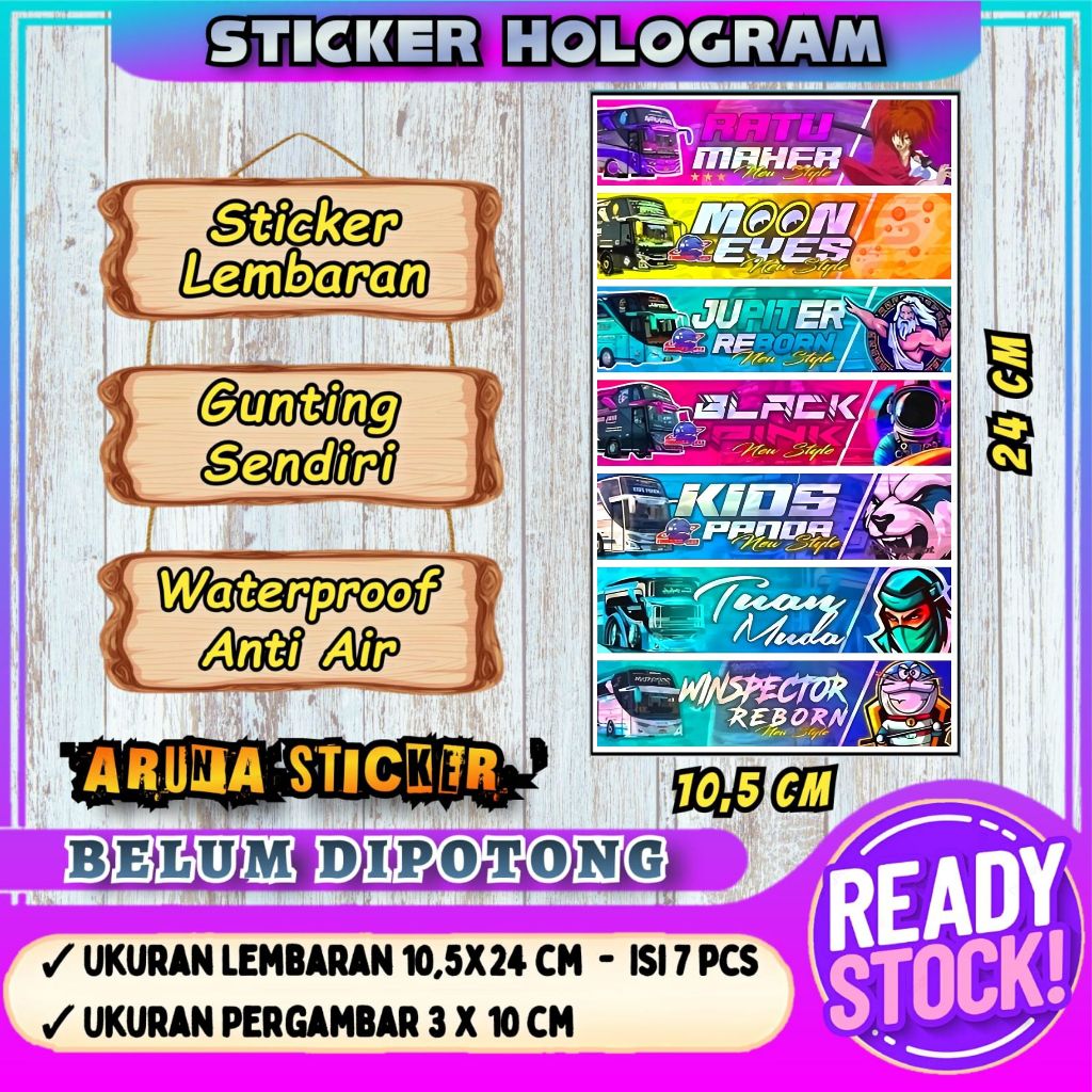 

STIKER BUS PANJANG Lembaran Isi 7 pc Stiker Bus Basuri Hologram Sticker Bus Mania