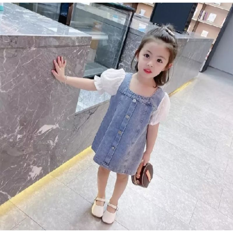 Dress Denim Anak Lengan Pendek