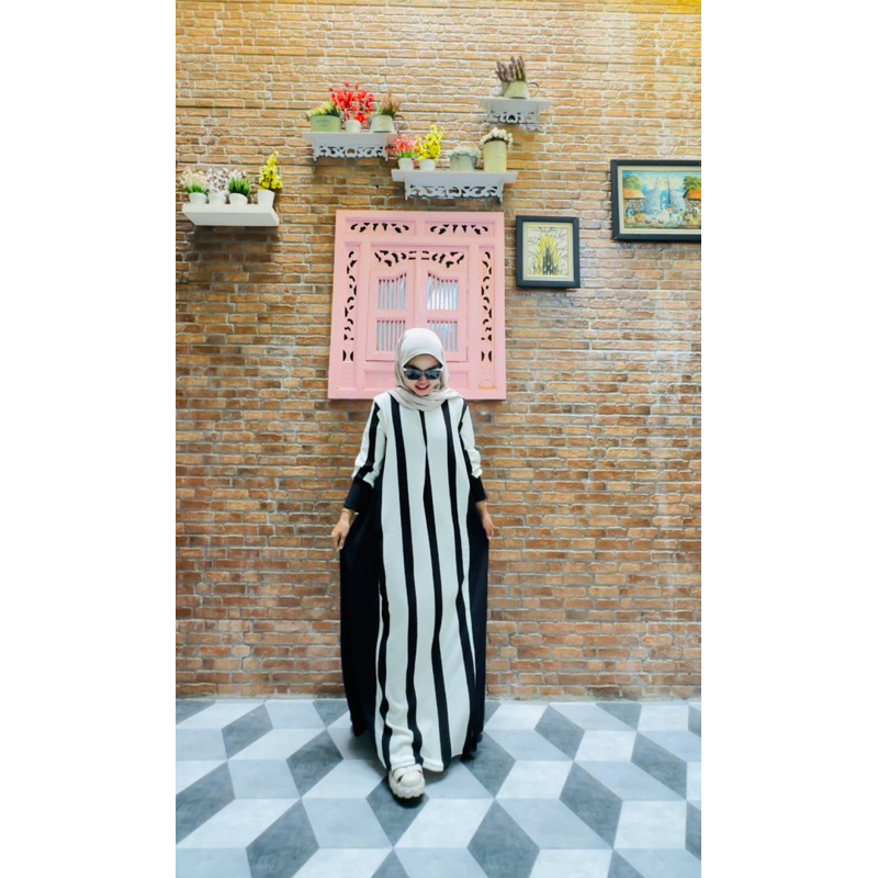 Dress Salur plus HIjab Kombinasi Busui Knit Import Wanita Hijab Muslim Gamis Syari