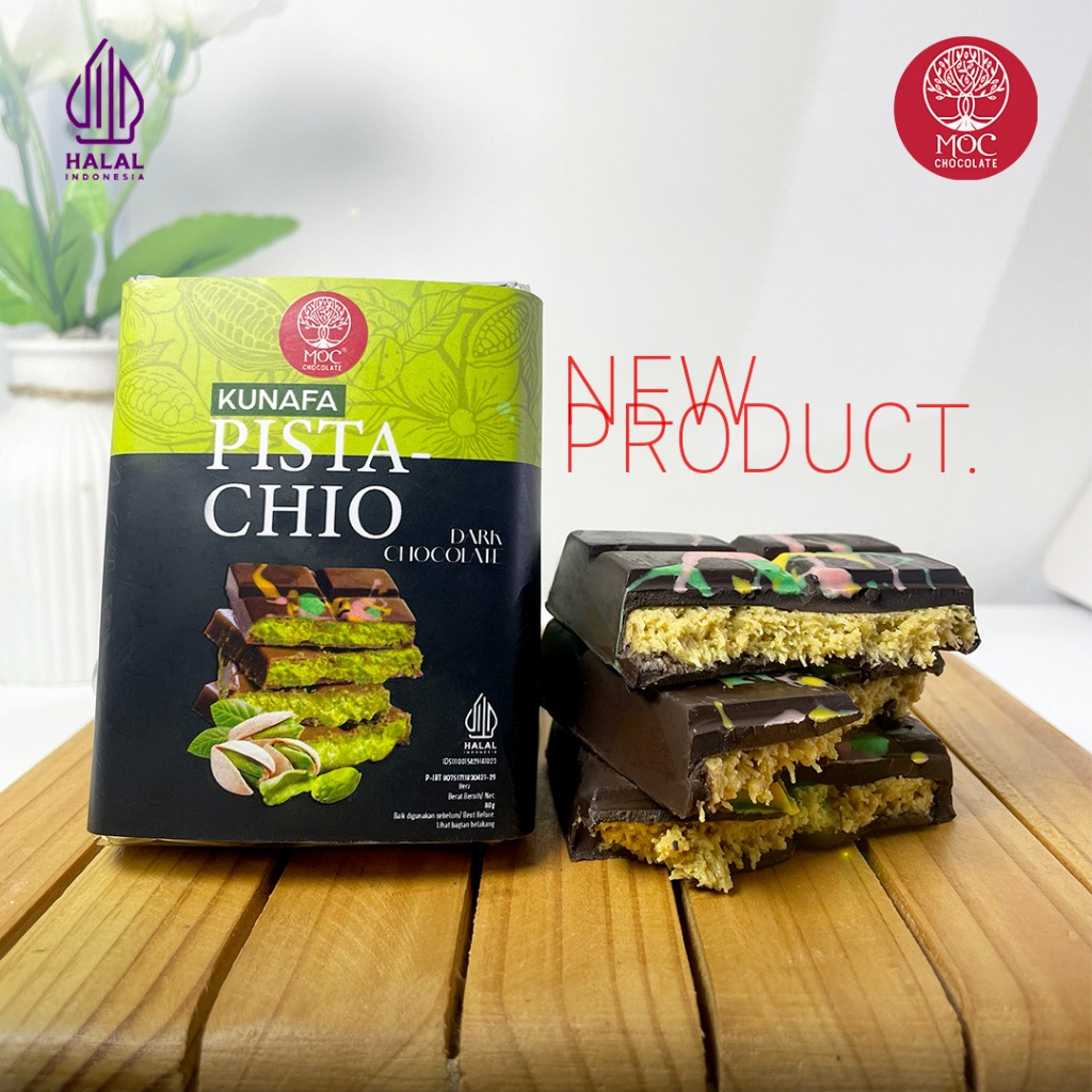 

MOC Chocolate - Pistachio Kunafa Chocolate Dark Chocolate 80g - Halal - Cokelat Kunafa Pistachio - Cokelat Dubai