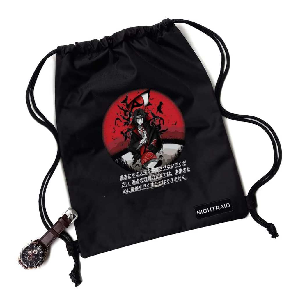 Tas Serut Pria Wanita Stringbag Tali Serut Motif Anime Hitachi