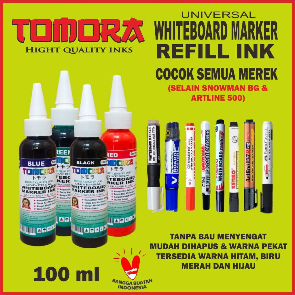 

Tinta Spidol Whiteboard Tomora 100 ml (Mudah dihapus)