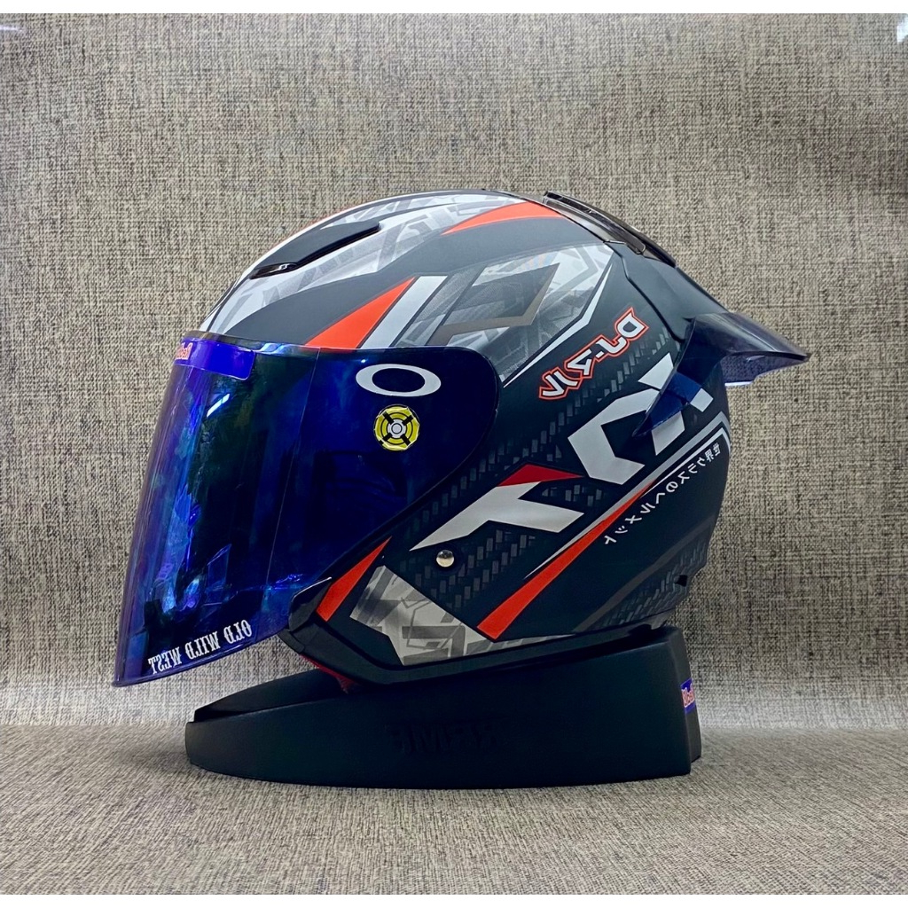 KYT DJ Maru #15 Red Doff/Gunmental - Paket Ganteng || Visor Iridium - Helm KYT Half Face Original - 