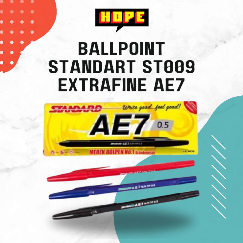 

Ballpoint Standart ST009 Extra Fine AE 7 (Hitam, Biru dan Merah)