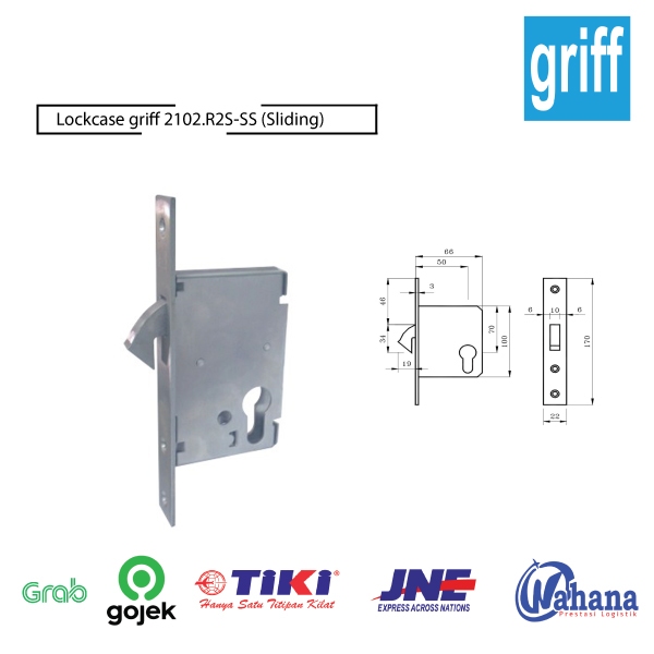 Lockcase griff 2102.R2S - SS Badan Kunci Pintu Sliding / Pintu Geser