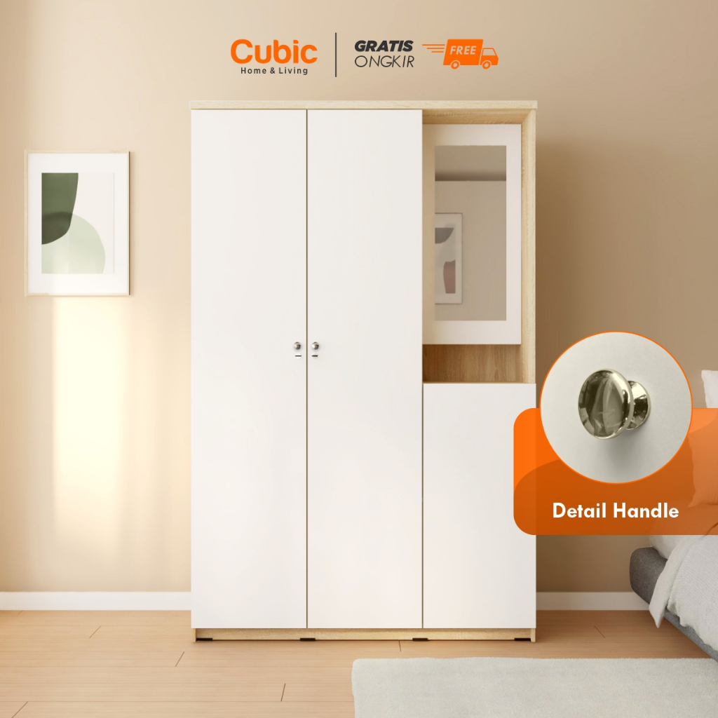 Cubic Lemari Pakaian Minimalis / Lemari Baju 3 Pintu / LUNA LPM 301