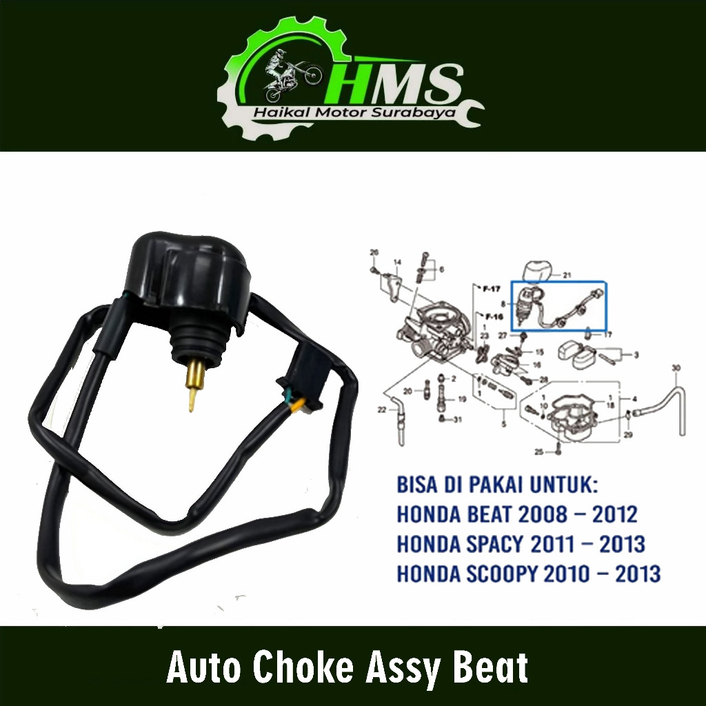 Auto Choke Assy Beat - By Stater Otomatis Cuk Starter Switch Langsam Honda Beat Scoopy Spacy Karbu