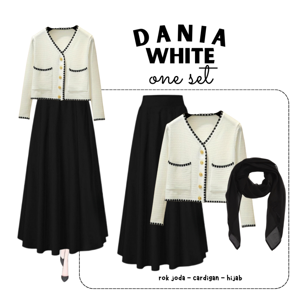 One Set Korean Style Murah (Cardigan, Rok Joda, Hijab) OOTD Hijab Style Wanita Terbaru - CTO38