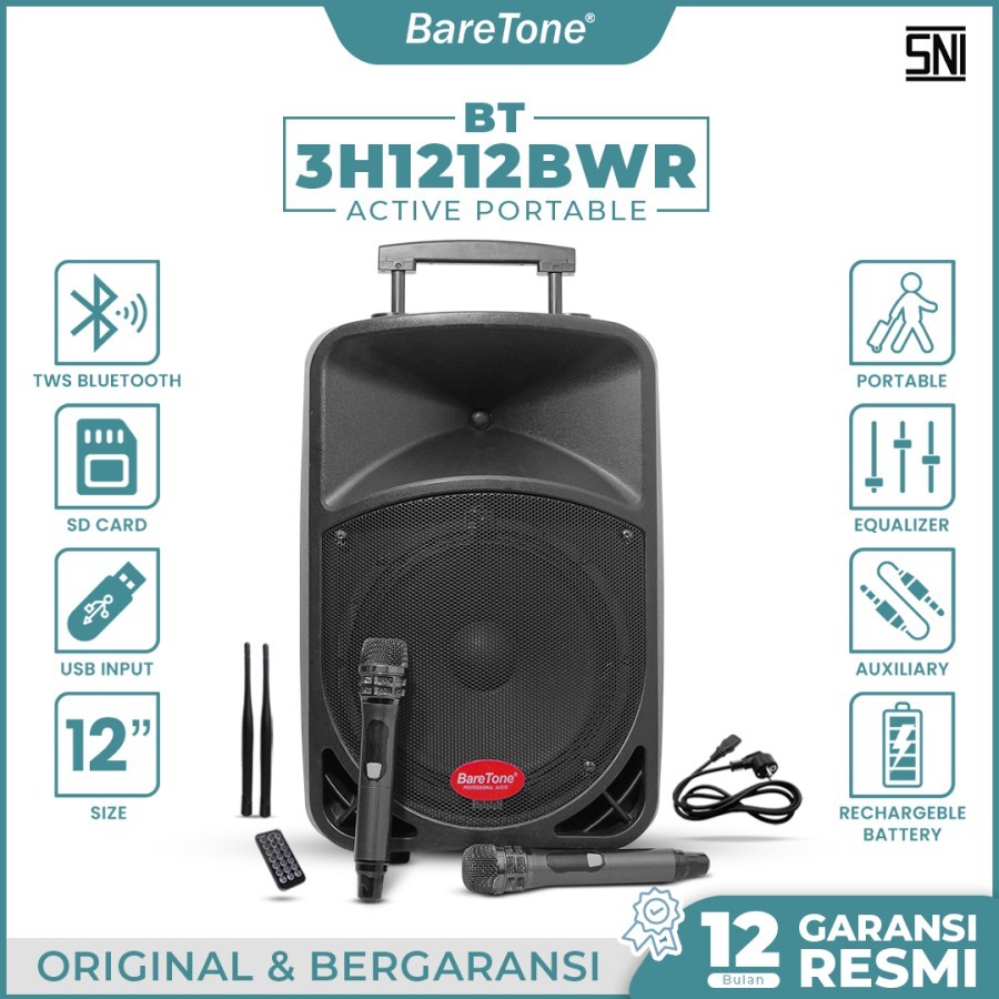 SPEAKER PORTABLE 12" BARETONE 1212BWR
