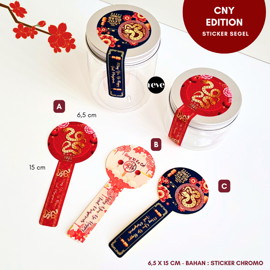 

Sticker segel imlek CNY lunar 6,5 x 14 cm toples kue kering snack hampers goodie